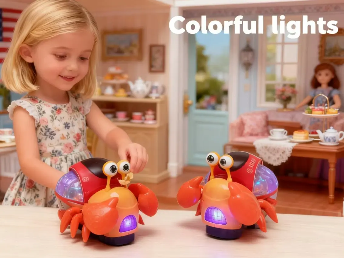 Electric Omnidirectional Multicolor Glow-in-the-Dark Hermit Crab Doll - Unisex Kids' Perfect 2/3/4/5-Year-Olds' Gift, Enhances Playtime, Birthday Present (Toys & Hobbies, Dolls & Stuffed Toys Category), Unisex Names