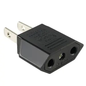 Travel Charger European Plug Adapter EU to US Plug Power Converter Adapter Plug Black