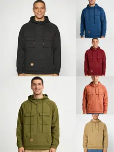 quarter zip movement pullover，multi-pocket hooded sweatshirt，Business and leisure styles， winter clothes zip hoodies men