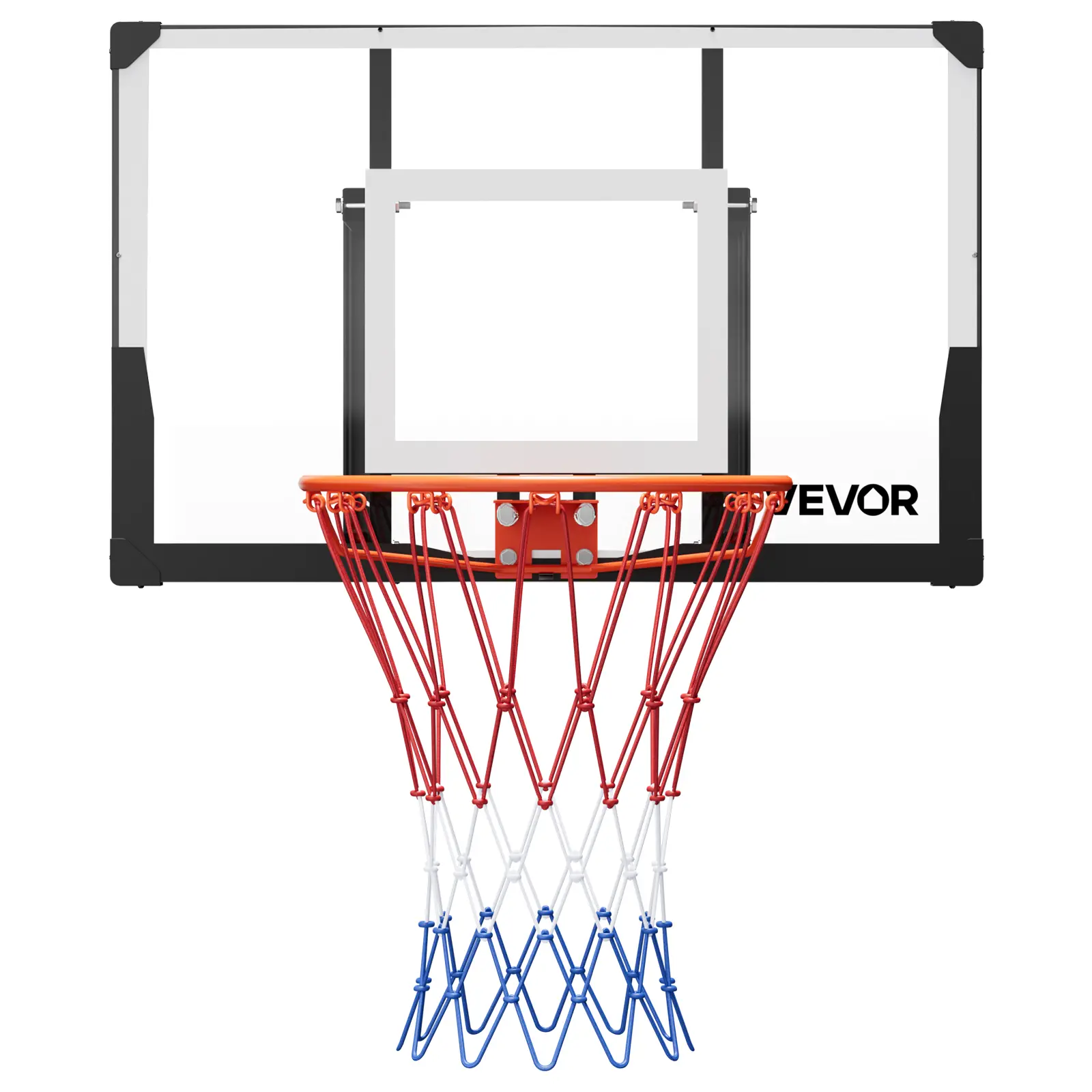 VEVOR Wall Mount Basketball Hoop 44-inch PC Backboard with Solid Steel 0.08 inch Thickened Backboard & Woven Nylon Net for Indoor & Outdoor Use