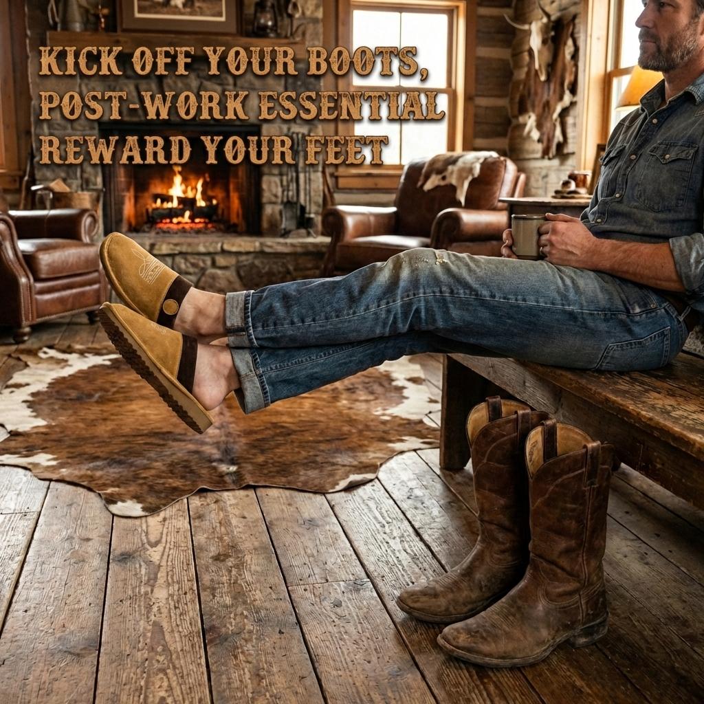 Western Suede Slippers with Boot Stitch – Square Toe House Shoes for Men & Women, Indoor Outdoor Western Suede Slippers with Boot Stitch – Square Toe House Shoes for Men & Women, Indoor Outdoor