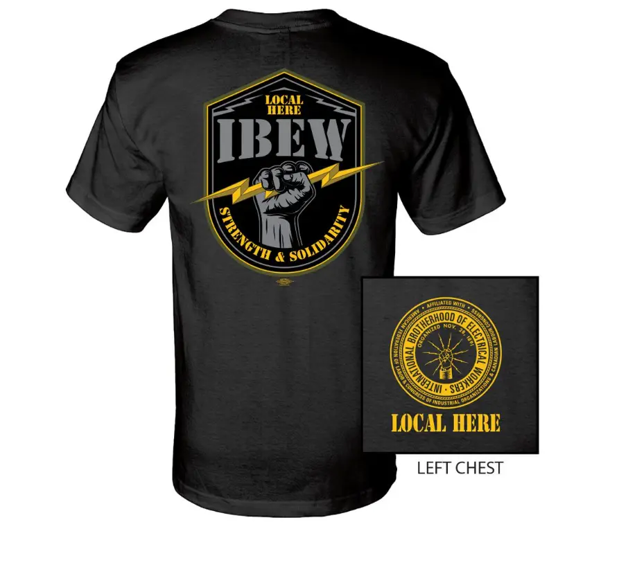 ( Add note or message your local) Ibew Your Local Here Lightning Hand USA T-Shirt, Brotherhood of Electrical Workers T-Shirt, Perfect for Casual Wear , All size, Full color, Gift For Him - Her
