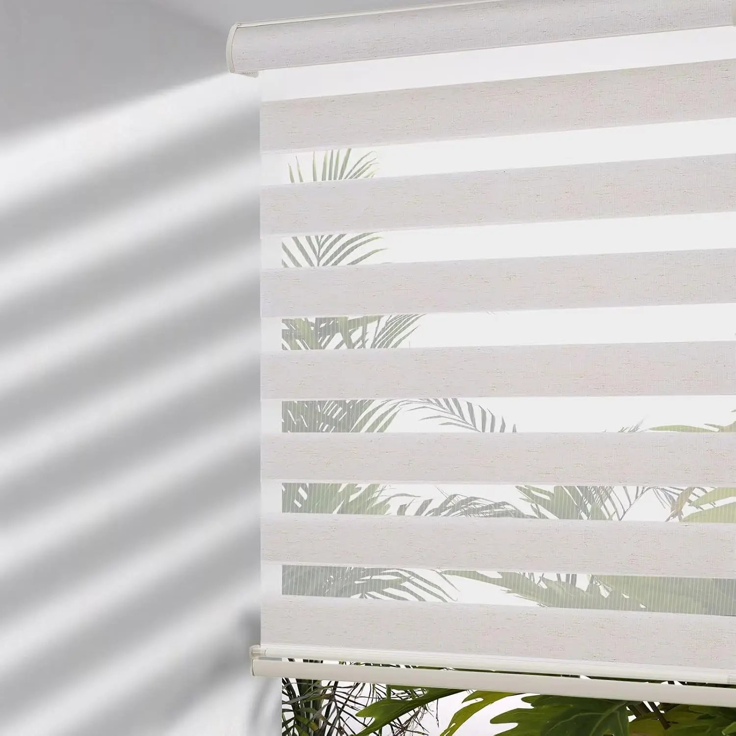 Cordless Zebra Blinds with Free-Stop Function - Dual Layer Light Filtering & Privacy Sheer Shades for Day and Night - Easy Install Window Shades for Home, Living Room, 20" W x 72" H,Beige