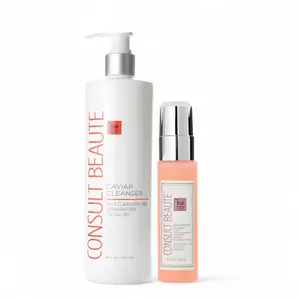 Consult Beaute Champagne + Caviar Ultra Luxe Daily Cosmetic Kit - Caviar Cleanser 16oz & Champagne Concentrate 2oz for Skin Firming and Cleansing