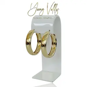 Gold-Tone Wide Hoops Earrings Big to Small Size Gradation Earcuff Gold Plated with Size Reference Tool for Accurate Fit. (It is not real gold)