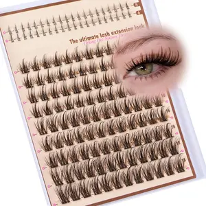 Natural Fluffy Eyelash Clusters for DIY Home Use, Anime Style Pointed Eyelash Extensions, 5-18mm with Base, 160pcs Set Lash Clusters Kit, False Eyelashes