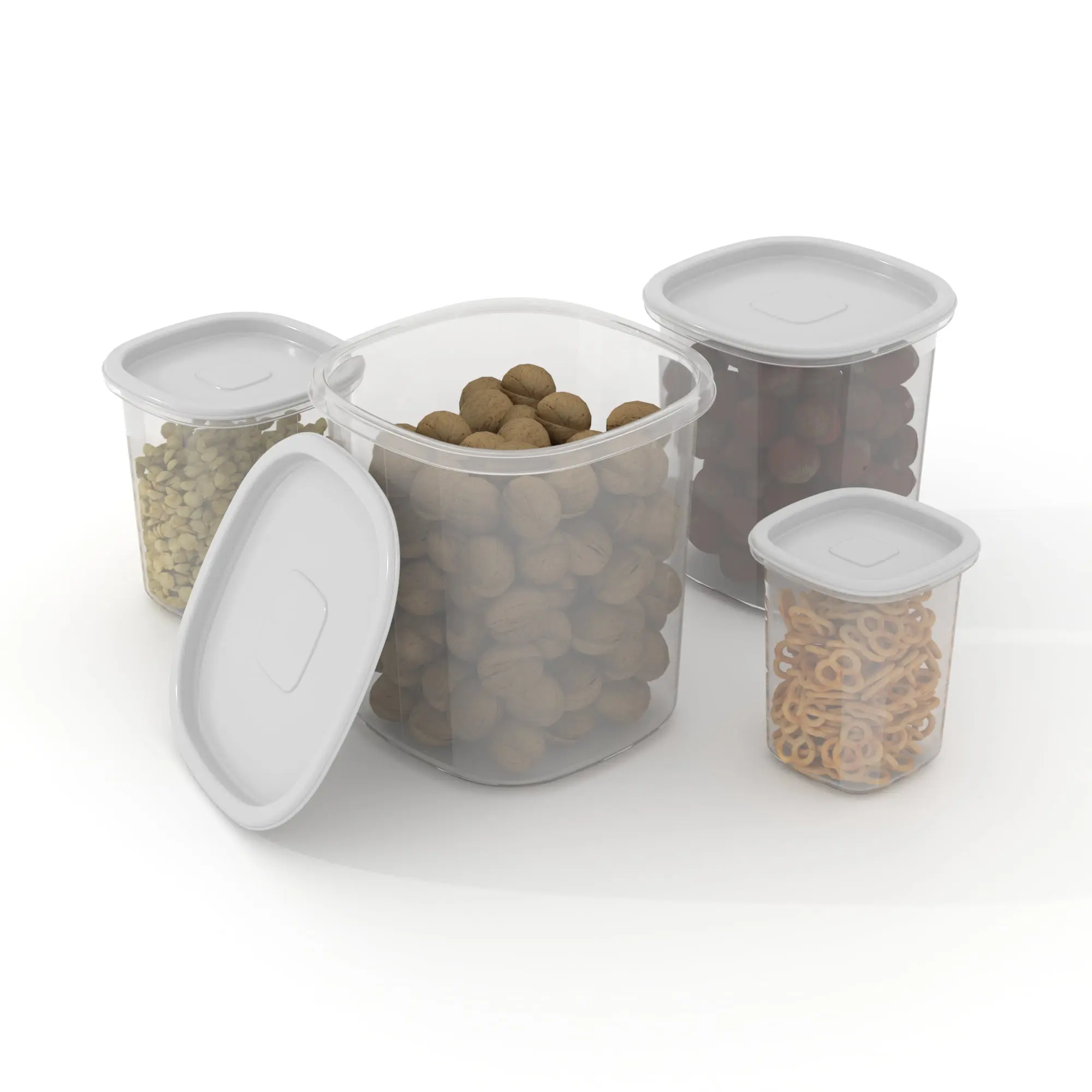 8-Piece Plastic Pantry Food Storage Container Set, Kitchen Pantry Organizer Canisters for Dry Food Storage and Pantry Organization
