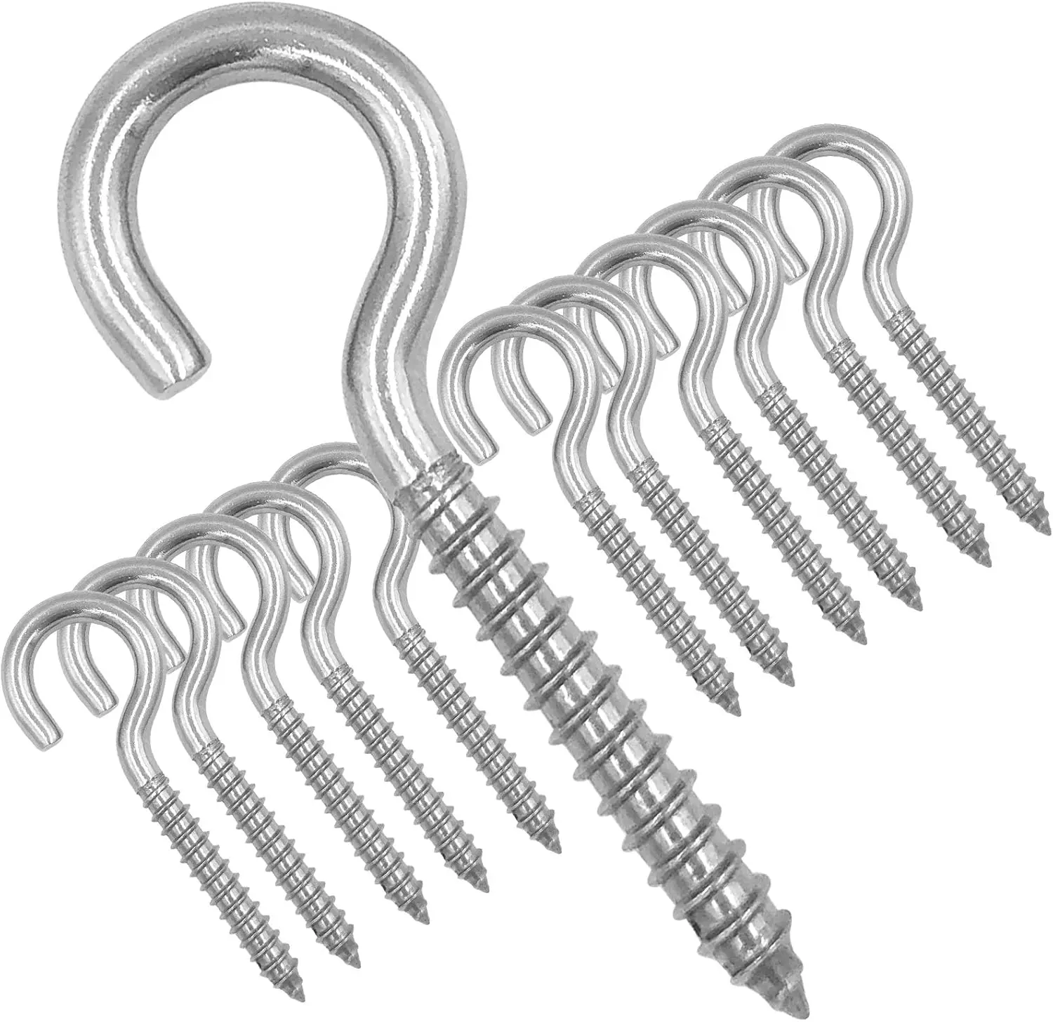 12-Pack 304 Stainless Steel Screw Eyes, Heavy Duty Eye Hooks for Hammock Stand, Yoga & Brazilian Hammocks, Swing Chair, Indoor & Outdoor, Self Tapping Screws, 3.2 Inches
