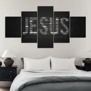 Jesus Letter Pattern Canvas Painting, 5 Counts/set Creative Religious Art Poster, Decorative Artwork, Wall Art Decor for Home Living Room Bedroom, Hanging Wall Art, Wall Decoration, Ornaments