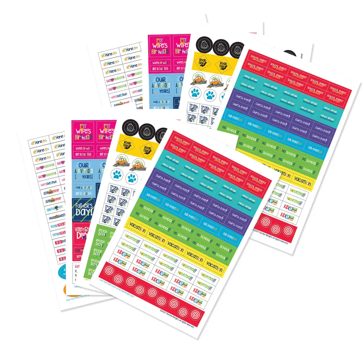 Everyday Life Planner Sticker Collage Pack - 644-Count Pressure-Sensitive Peelable Playful Pre-Printed Prompts Labels & Stickers for His-Hers Reminders, Special Dates