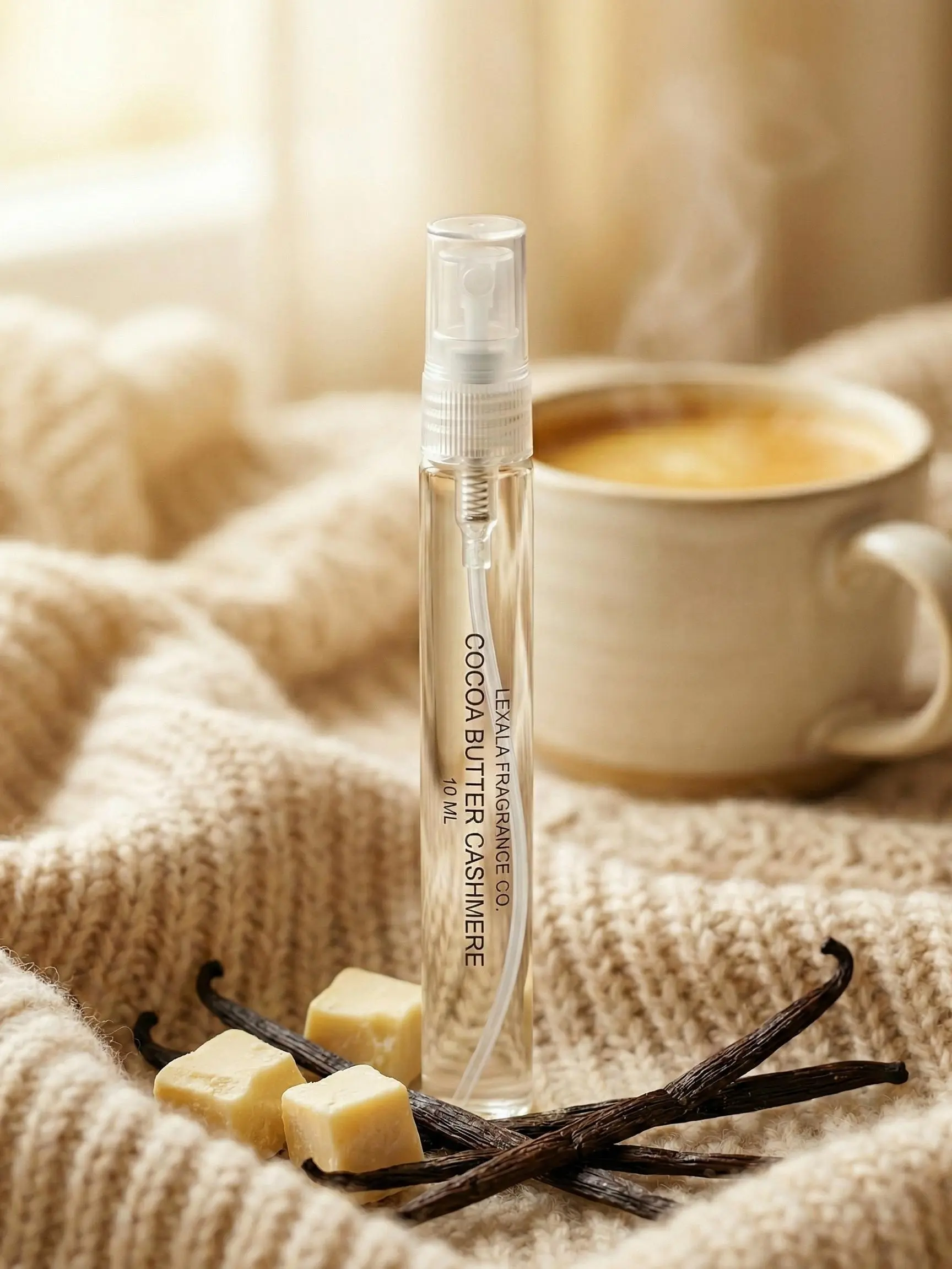 Cocoa Butter Cashmere Perfume  - 10 mL Travel Spray - Vanilla Tonka Sandalwood Eau de Parfum - Travel Size Fragrance