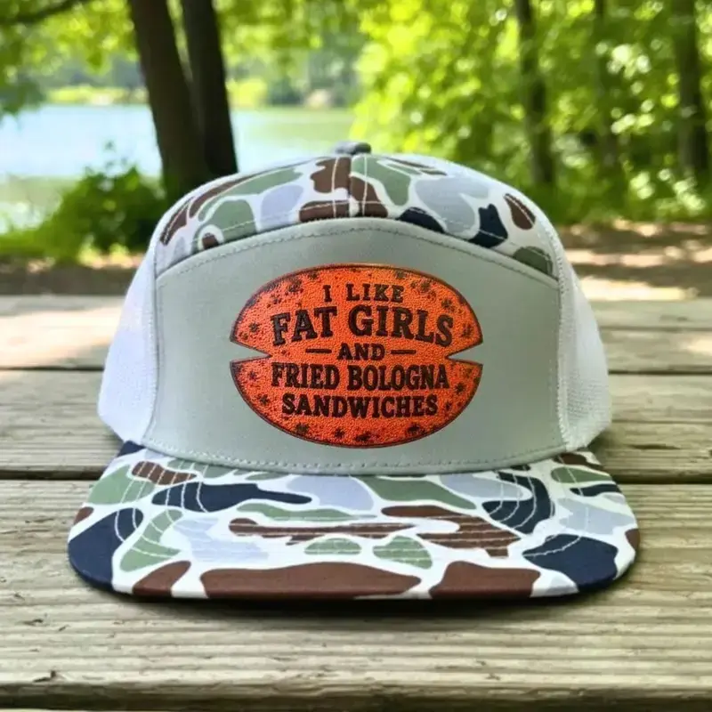 I Like Fat Girls and Fried Bologna Sandwiches Leather Patch Trucker Hat Funny Country Snapback Cap Novelty Gift for Men