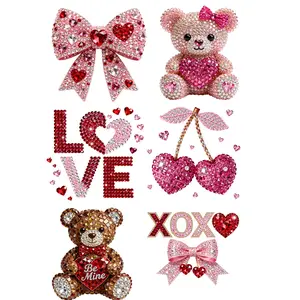 Faux Rhinestone Valentine Premade Gangsheet 6 Transfers Ready to Press DTF Hot Peel All Seasons Faux Rhinestone