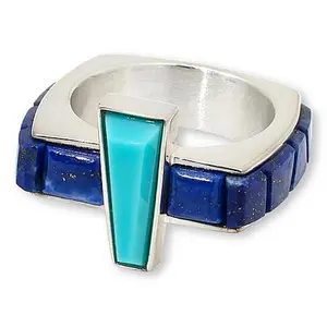 Mine Finds by Jay King Campitos Turquoise and Lapis Wide Band Ring