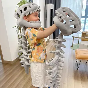 Jurassic Park Dinosaur Skeleton Headpiece Fun Role Play Plush Toy Creative Prank Gift for Kids Family and Friends Plush Material Perfect for Role Playing and Pranks