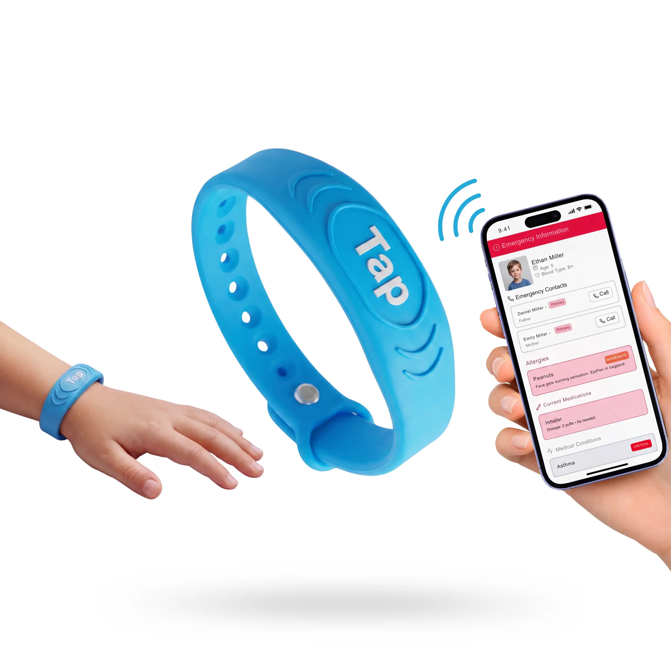 NFC Kids Safety Wristband - Blue