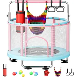 55"  Mini Trampoline for , Indoor Outdoor Toys with Swing, 440lbs   Trampoline, Gymnastics Bar, Birthday Gifts for Boy Girl  1-8