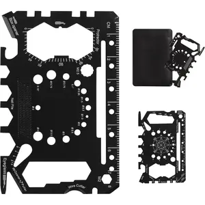 52 in 1 Slim Minimalist  Card Wallet Tool Card, Credit Card Size Multitool, Wallet Engineering Ruler Scale, Multitool Card Pocket Tool(Bottle Opener, Screwdrivers, Phone Stand & More), 1 count