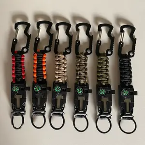 5 Pack Outdoor Paracord Survival Keychain for Camping and Hiking