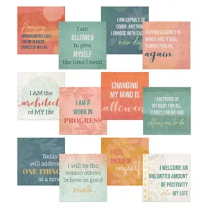Positive Daily Affirmations Sticky Pad / 3.75" x 3.75" Custom Sticky Pad / 365 Unique Designs / Self Care Notes For A Year / Made In The USA