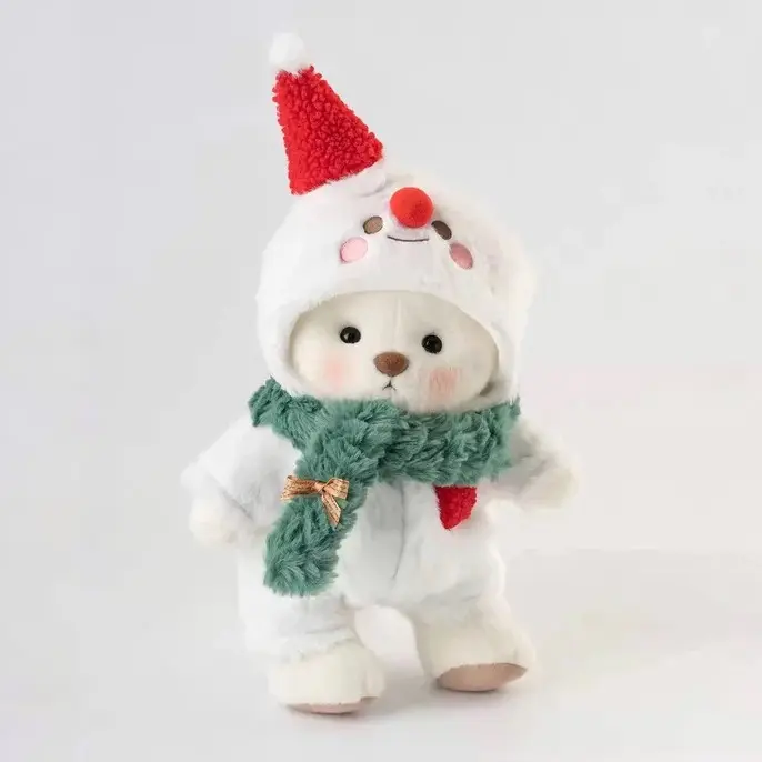 Getahug 12" Christmas Handmade Jointed Pose Teddy Bear - Polyester Fill Cute Collectibles, Ages 6+, Adorable Design Stuffed Toy, Christmas & New Year Gift for Girls