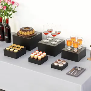 Acrylic Dessert Table Elevation Food Display Rack, Hollow Bottom Design, Wedding Sweet Table, Buffet Cake Tray Set, Elegant Showcase Box, Square Cake Display, Party Cake Stand