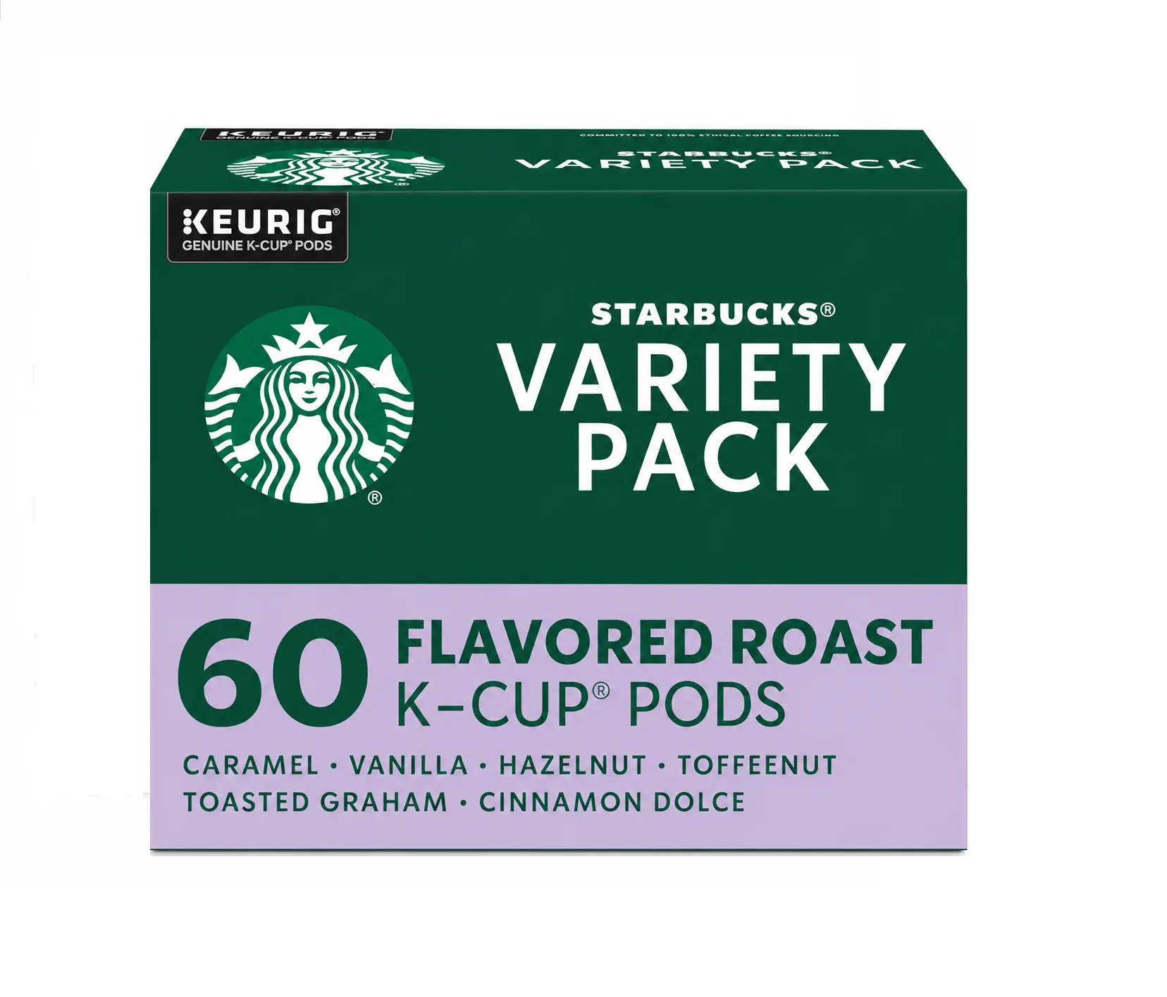 Starbucks K-Cup Coffee Pods, Flavored Hot or Iced Coffee, Variety Pack, 60 Keurig Pods