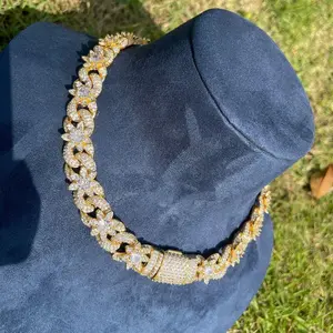 [ICE HUE]18K Gold Vacuum Plated Copper with 5A+ Sri Lanka Zircon  Flowers Bohemia Necklace Miami Italy Mexico & Micro Inspired for Women & Men Luxury Jewelry,Daily Wear,Casual Gift Hip Hop, Style