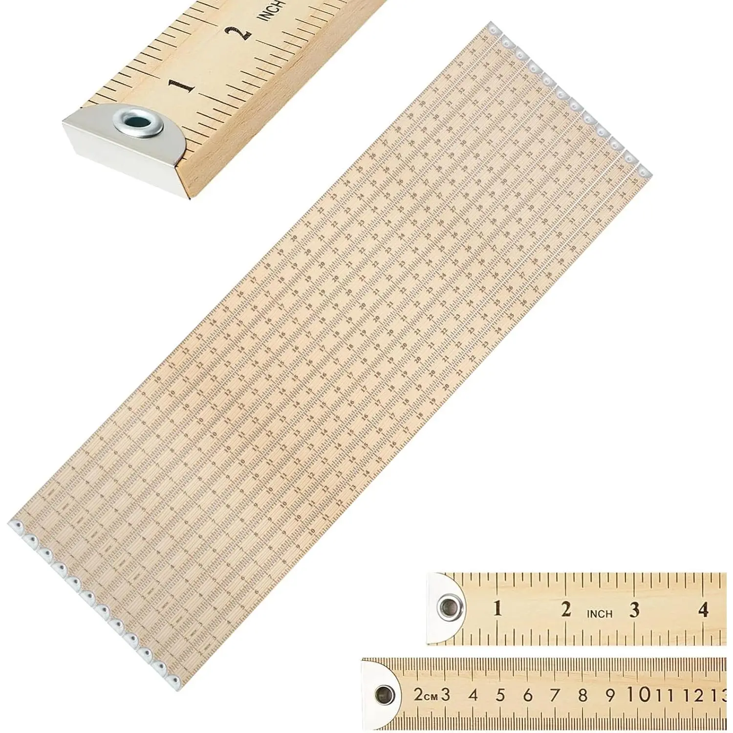 12 Pcs 36 Inches Natural Wood Yard Stick Ruler with Metal Tips and Hang Hole,Clothing Measuring Meter Stick Wooden Yardstick for Home Office