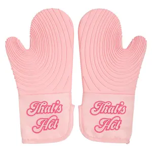 Paris Hilton That's HOT Pink Oven Mitt Set, Heat Resistant Pot Holders Featuring Non-Slip Textured Silicone Grips, 2-Piece Set, Pink Bakeware Kitchen
