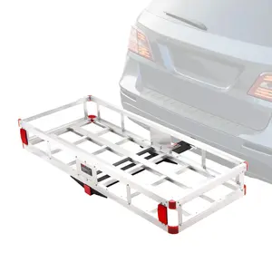 【fathersdaygift】VEVOR 49.4 x 22.4 x 7.1 in Hitch Cargo Carrier, 500lbs Loading Capacity Trailer Hitch Mounted Cargo Basket, Rust-proof Aluminum Luggage Carrier Rack Fits 2" Hitch Receiver for SUV Truck Pickup Camping