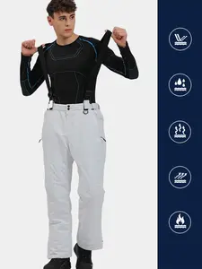 YEEFINE Men's Waterproof Snow Ski Pants Insulated Warm Winter Outdoor Snowboard Bibs with Suspenders