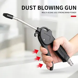 Industrial Heavy Duty Air Blower Gun: High Volume, Guard Air Flow Nozzle, Pneumatic Air Compressor Accessories for Dust Cleaning - Black