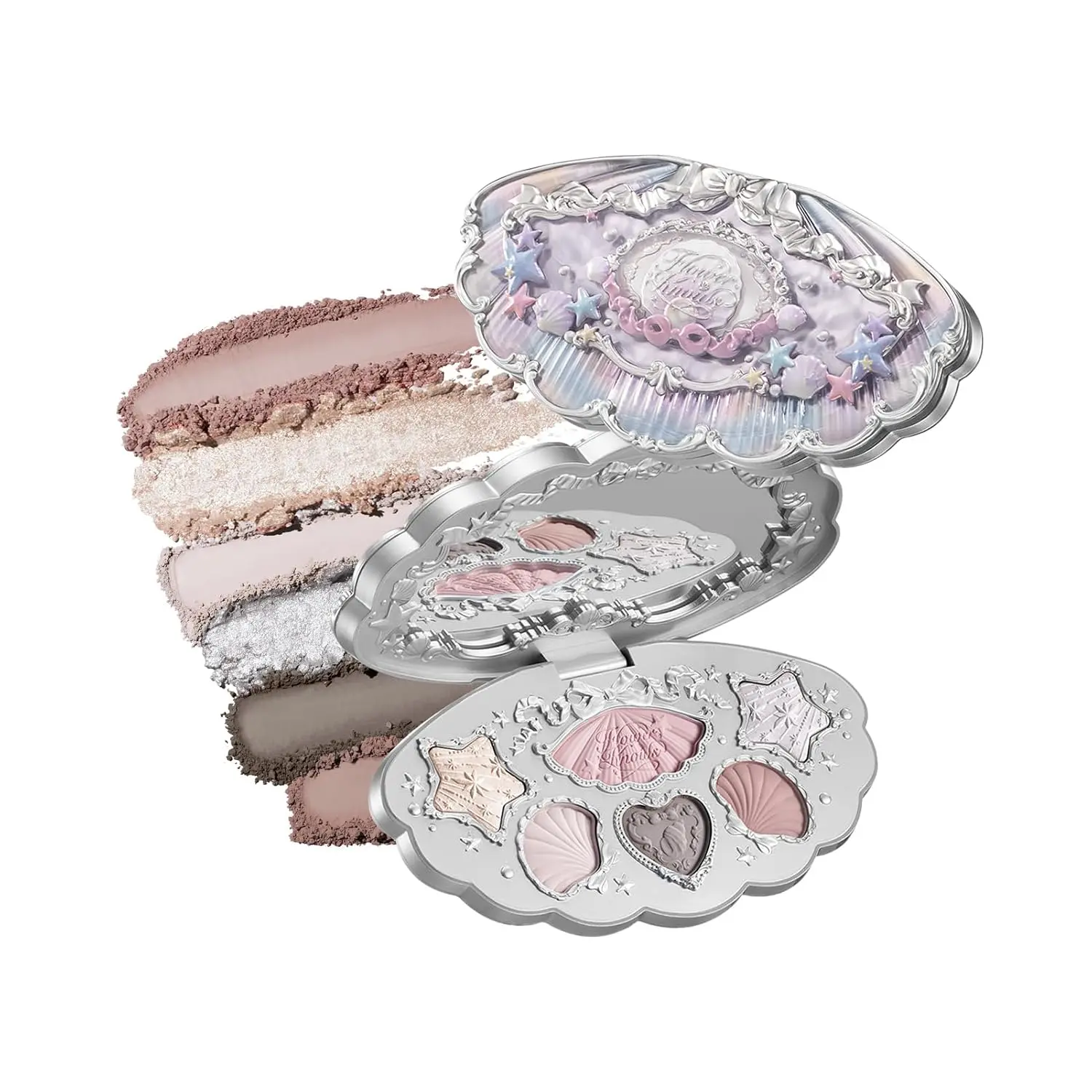 Shell's Jewel 6-Color Makeup Palette, Cool Pink Taupe | 4 Matte and 2 Shimmer Shades, Smooth Blendable Powder Formula, Gift-Ready Collectible Compact, Vegan (01 Moonlight Pearl)