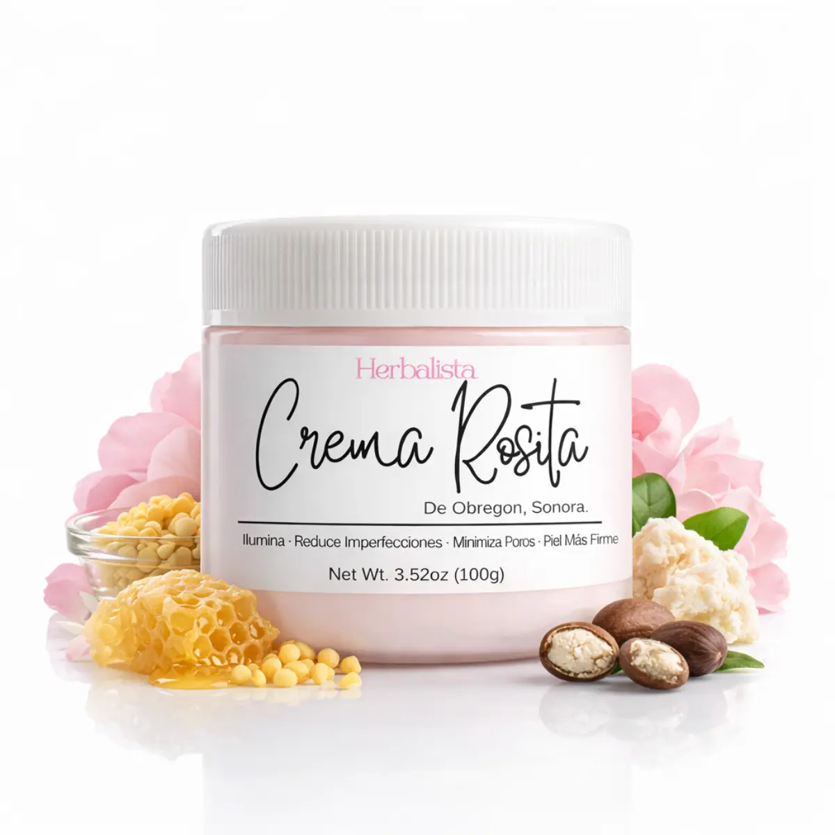Crema Rosita Facial Cream 100g (3.5oz) - La Original de Obregón, Sonora - Lightweight Daily Moisturizing Formula with Rose, Shea Butter, Beeswax - Smooth, Radiant Skin, Hydrate