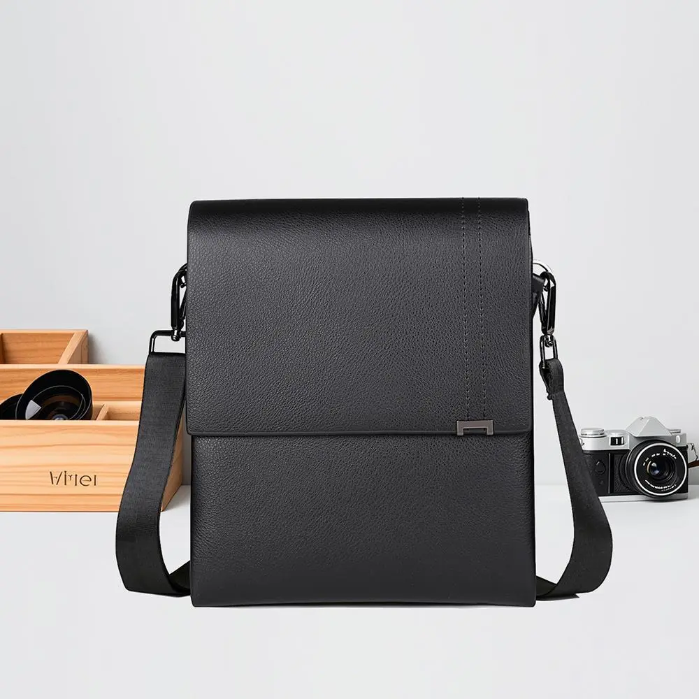 Men's Double-Layer Crossbody Shoulder Messenger Bag - 1 Piece Minimalist Black Work Bag with Magnetic Closure, Large Capacity, Multifunctional for Business Commute & Daily Outings, Ideal Gift for Men Work Bags