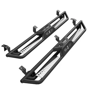 GARVEE 6" Dual-Stage Running Boards Compatible with 2005-2023 Toyota Tacoma Double Cab, Bolt-On Steel Side Steps with Non-Slip Textured Surface, Black Powder Coated Direct Fit Nerf Bars