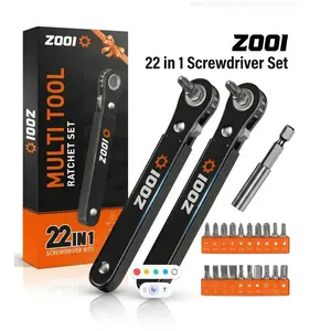 22-in-1 Mini Ratchet Screwdriver Set - Right Angle Drive for Tight Spaces | Multi-Bit Low Profile Tool Kit, Practical Father's Day Gift for Men & DIY