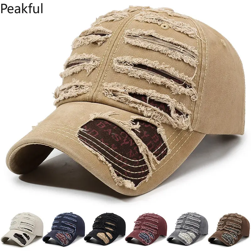 Stylish Vintage Baseball Cap for Men & Women | Distressed Gray/Brown Trucker Hat | Trendy Hip Hop Letter Design | Sun Protection for Street Style & Summer Fun