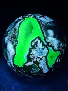 1PC Magic Volcanic Agate Ball, Unique UV Reactions Crystal Sphere, Loose Gemstones, Perfect Home Decor Art Collection, Ideal Easter Valentine Gift