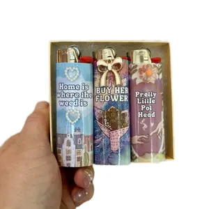 Wendy's Wonders Design 3-Piece Novelty Set - "Buy Her Flower" Design - Handmade & Working - Pack of Three Lighter
