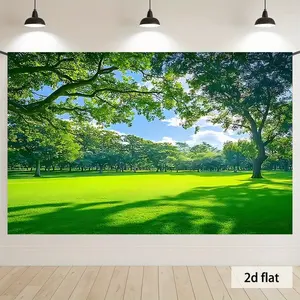 1PC Polyester 2D Flat Nature Lawn Tree Landscape Tapestry Wall Mural - Reusable Decoration Backdrop for Bedroom, Birthday Photo Background Cloth Hanging (Home & Party Supplies)