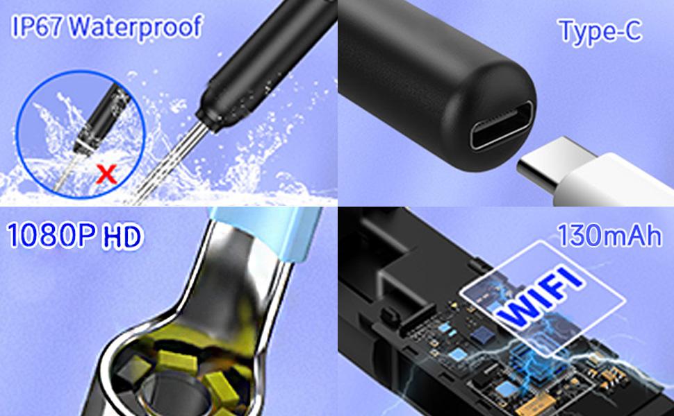 Ear Wax Removal Tool with Camera - Portable Type-C Rechargeable Earpick, Waterproof Endoscope with HD Camera, 360° Wide Angle, Compatible with iPhone & Android- Perfect for Birthday, Mothers Day Gifts, SummerVibes Ear Wax Removal Tool with Camera - Portable Type-C Rechargeable Earpick, Waterproof Endoscope with HD Camera, 360° Wide Angle, Compatible with iPhone & Android- Perfect for Birthday, Mothers Day Gifts, SummerVibes
