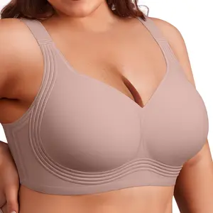 Vertvie Jelly Bras for Women Plus Size Soft Wireless Push Up Bra Full Coverage Supportive Lift Back Bralette Convertible Racerback Bra