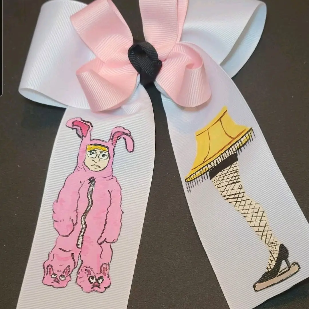 Hand Painted Boutique Hair Bows for Holiday Movie Lovers
