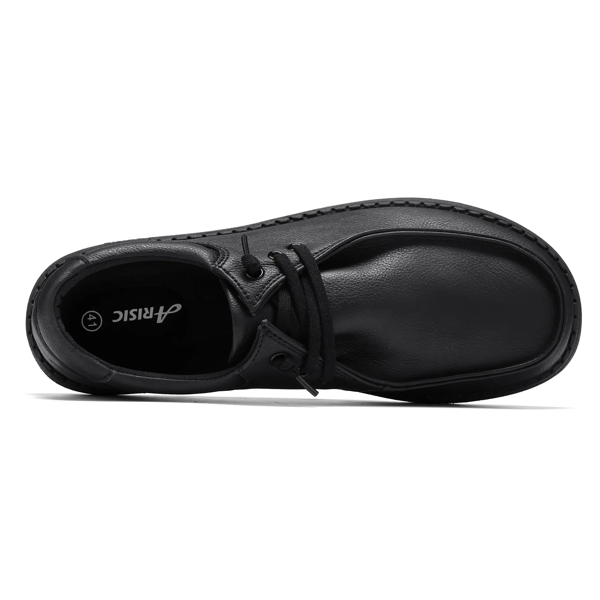 Men's Black Leather Non Slip Work Shoes, Slip Resistant Comfort Casual Dress Sneakers for Restaurant Warehouse Working stylish footwear