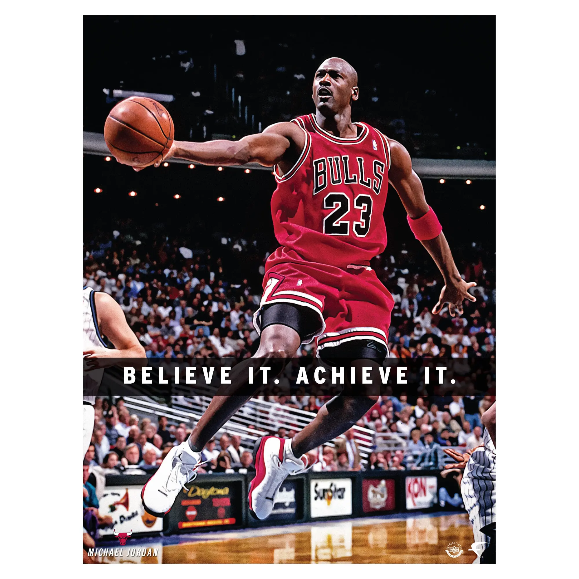 Official NBA Michael Jordan Chicago Bulls Smooth Peel-Stick Vinyl Wall Decal - Reusable, Tear Resistant, Fade Resistant, Inspirational Home Decor Sticker for Room Decoration, Office Walls, Durable