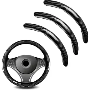 3Pcs Universal Carbon Fiber Steering Wheel Cover High Grip ABS Resin Buckle Design No Inner Ring