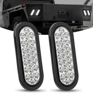 Nilight 6Inch Oval Trailer Tail Light 2PCS White 24LED Back Up Reverse Light w/Flush Mount Grommets Plugs IP67 Waterproof for 12V Truck ATV UTV Trailer Bus RV Camper