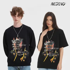 Mens Graphic Tees, 250Gsm Cotton, Oversized Mens tshirt, Rhinestone shirt, Comfort Shortsleeve Casual, Streetwear tee, MeJend Sweatshirt Crewneck Menswear